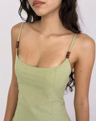 Ambra Scoop Mini Dress in Linen Sage Green