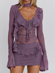 Avaline Mini Dress Dusty Purple