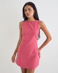 Ayana Backless Mini Dress in Linen Red Gingham