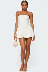 Ribbed Bubble Skirt Mini Dress