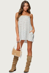 Off Shoulder Scrunched Plaid Mini Dress