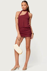 Quintessa Studded Backless Mini Dress