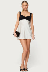 Petite Contrast Satin Effect Mini Dress