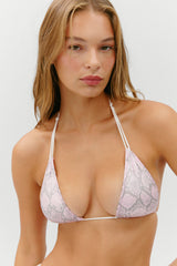 Ari Reversible Shine Bikini Top - Pink Stripe