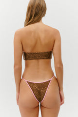 Gigi Bandeau Shine Bikini Top - Vintage Cheetah