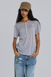 Grey Marl Haze Henley T-Shirt