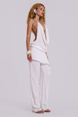 Tatiana Backless Studded Top in White