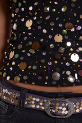 Addison Sequin Vest Top in Midnight