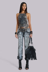 Strings Attached Backless Top in Chainmail
