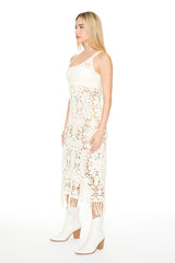 Crochet Fringe Midi Dress