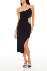 Faux Gem Cutout Midi Sweater Dress