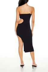 Faux Gem Cutout Midi Sweater Dress