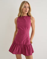Maelah Dress in Raspberry Shadow Check