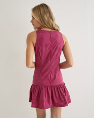 Maelah Dress in Raspberry Shadow Check
