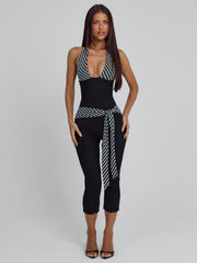Malani Capri Jumpsuit Black Stripe