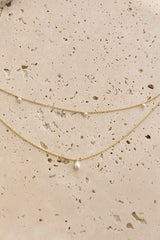 Hollis Double Strand Droplet Necklace Gold/Pearl