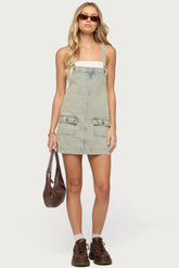 Lacey Linen Look Mini Dress