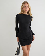 Tomoko Mini Dress in Cupro Black