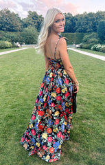 Juliet Maxi Dress ~ Charm Peony Black Taffeta