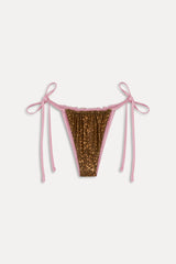 Tia Reversible Shine Bikini Bottom - Vintage Cheetah