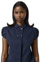 Wendy Poplin Blouse in Navy