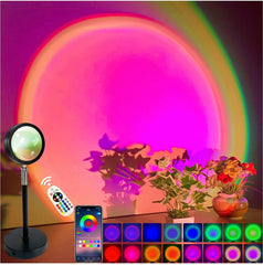 Smart Bluetooth Sunset Projector Lamp – 16-Color LED Rainbow Night Light