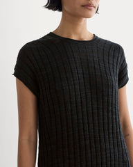The Column Dress In Cotton Linen | Black