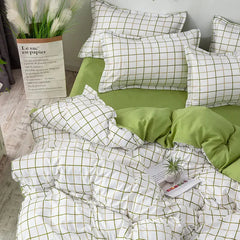 Green Plaid Duvet Cover Set
