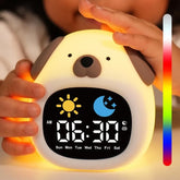 Puppy-Shape Kids Alarm Clock with Night Light Cute Sleep Training Clock