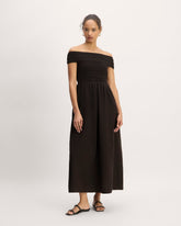 The Gauze Off-The-Shoulder Dress | Black