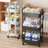 3 Level Mobile Desk Kitchen Storage Trolley Layer Shelf