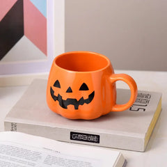 Halloween Pumpkin Ceramic Mug 400ml – Cute Coffee Cup with Festive Pumpkin Pattern