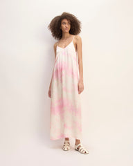 The Everlane X Marques' Almeida Satin Tie-Dye Dress | Pink Tie-Dye