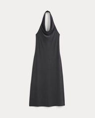 Cowlneck Halter Dress In Butterknit | Black