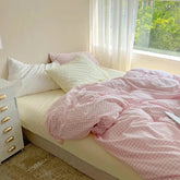 Aesthetic Block Color Plaid Duvet Sheet Bedding Set