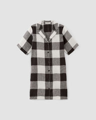 The Shirtdress In Linen | Bone / Black Check