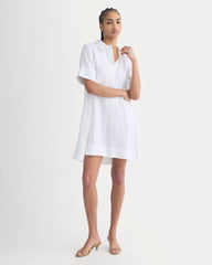 Mini Popover Shirtdress In Linen | White