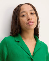 The Shirtdress In Linen | Grass Green