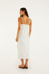 Off-White Shell Bodice Pearl Midi Dress