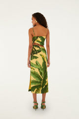Soft Yellow Banana Leaves Maxi Dress