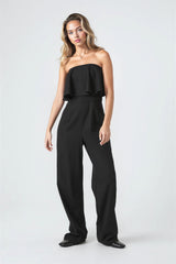 Flounce Wide-Leg Tube Jumpsuit