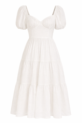 Tiered Puff-Sleeve Maxi Dress