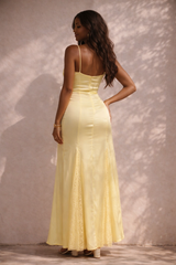 Satin Lace-Panel Maxi Dress