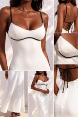 Contrast-Trim Cami Maxi Dress