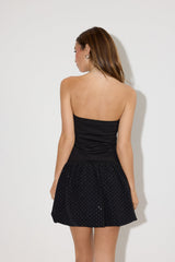 Strapless Ponte Knit Bubble Hem Dress