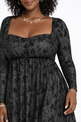 Long-Sleeve Metallic Baby Doll Mini Dress