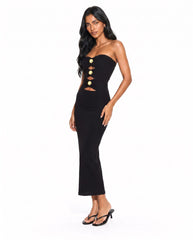 Strapless Cutout Bodycon Maxi Dress