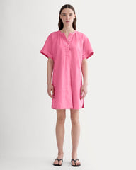 The Popover Dress In Linen | Deep Pink