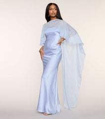 Felicity Satin Dress With Sheer Shawl