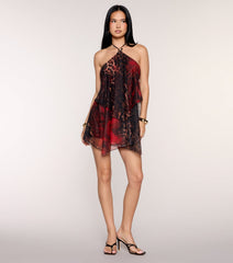 Wild Card Chiffon Halter Mini Dress